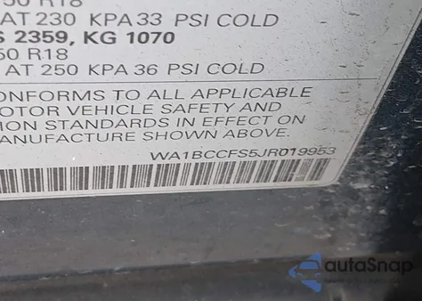 2018 Audi Q3 2.0T Premium/2.0T Sport Premium from USA, damaged, VIN WA1BCCFS5JR019953